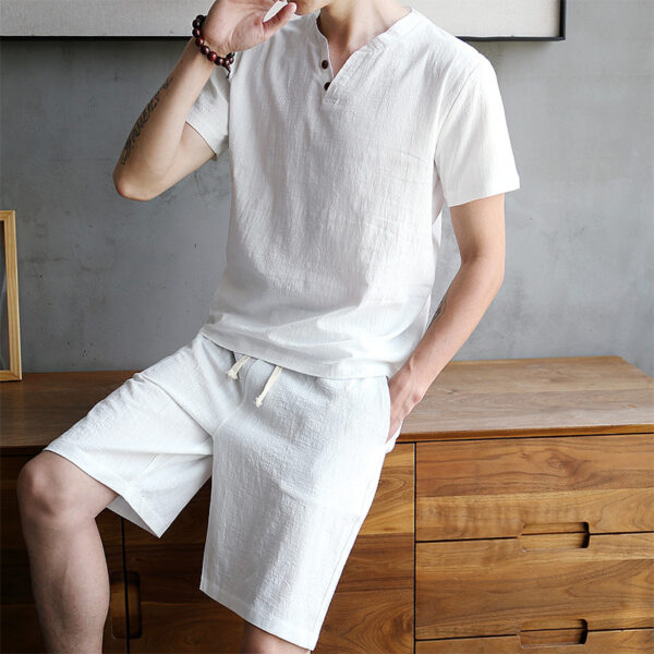 Short Sleeve Pullover Button SummerSuit.