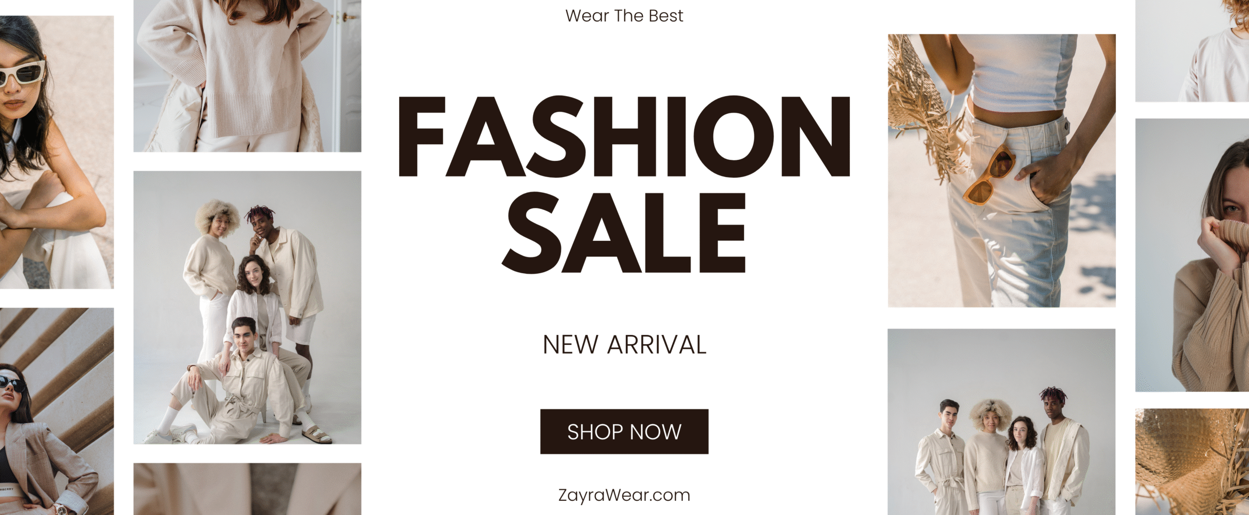 Brown and White Simple Fashion Sale Banner