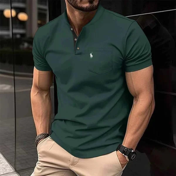 Zayra RL-Logo Black Ben Collar Pocket Style Summer Tshirt MSDTS-05