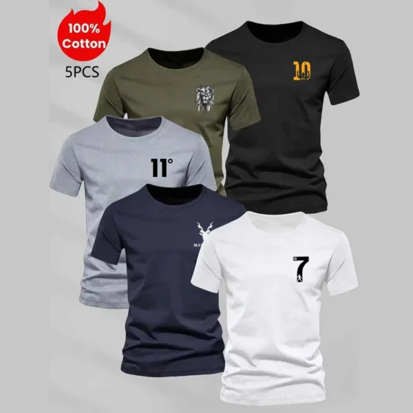 Zayra Bundle Of 5 R-Neck Half Sleeve PL-Printed Summer Tshirt's. Deal-01