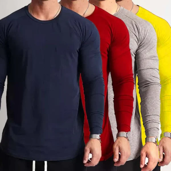 Zayra Bundle Of 4 O-Neck Full-Sleeve Round-Hem Summer Tshirt's.
