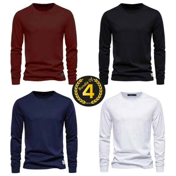 Zayra Bundle Of 4 Sweat-Style O-Neck Full Sleeve Tshirt For Summer's. S2.