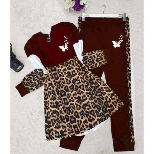 Zayra Butterfly Cheetah Style Turkish 2-Pcs Winter Tracksuit