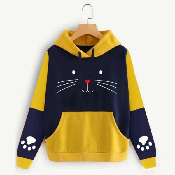 Zayra 2-Tone Style Printed Winter Hoodie For Her.