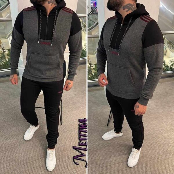 Zayra Shoulder 3-Stripe Casual Hoodie Style 2-Pcs Winter Tracksuit.