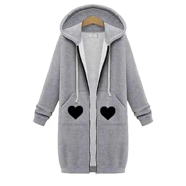 Zayra Heart Pocket Printed Premium Quality Long Zipper Hoodie For Winter's.