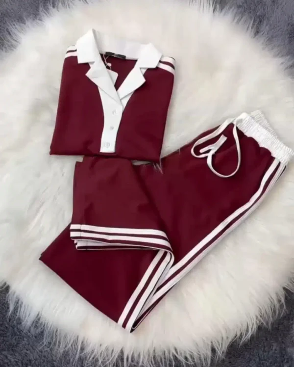 Zayra Collar Style Western 2-Pcs Summer Dry-Fit Tracksuit For Her