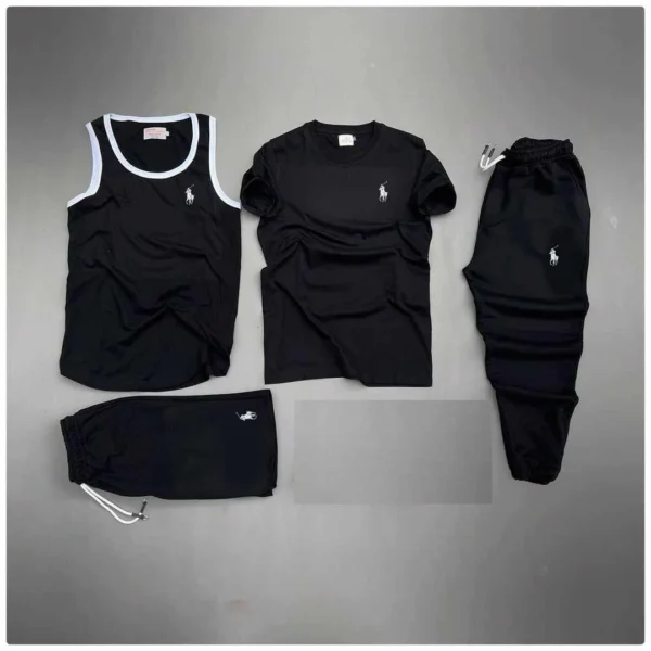 Zayra Black RL Horse Printed Bundle Of 4 Dry-Fit Complete Summer Deal.