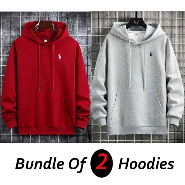 Zayra Bundle Of 2 Pull-Over RL Printed Casual Hoodies For Winter's.