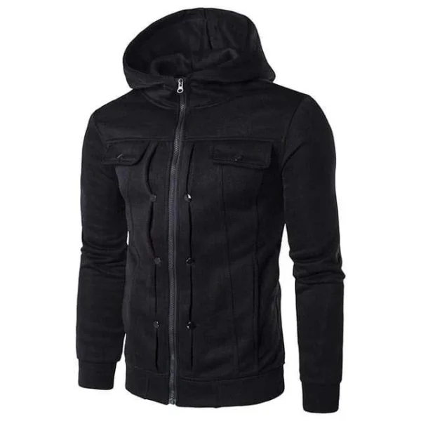 Zayra Ripped Style Hooded Winter Zipper Jacket.