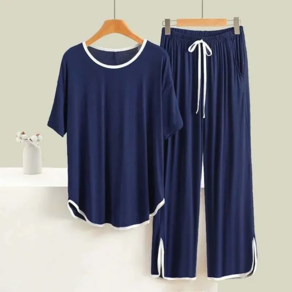 Zayra Round Hem Contrast Neck F-Sleeve Printed Lounge And Night Wear Suit. WLW-02.