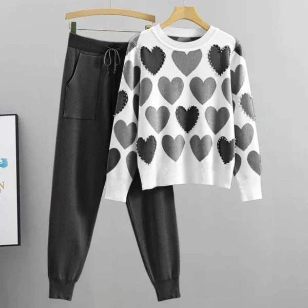Zayra Heart Printed Pearls Work Premium Quality Winter 2-Pcs Tracksuit For Her. WWTS-10