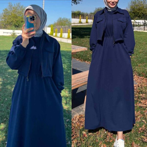 MD Drop Shoulder Short Jacket Maxi Style 2-Pcs Winter Co-Ord Set. WWTS-15