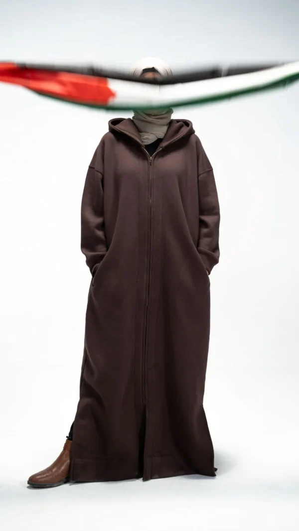 Zayra Brown Zipper Hoodie Abaya